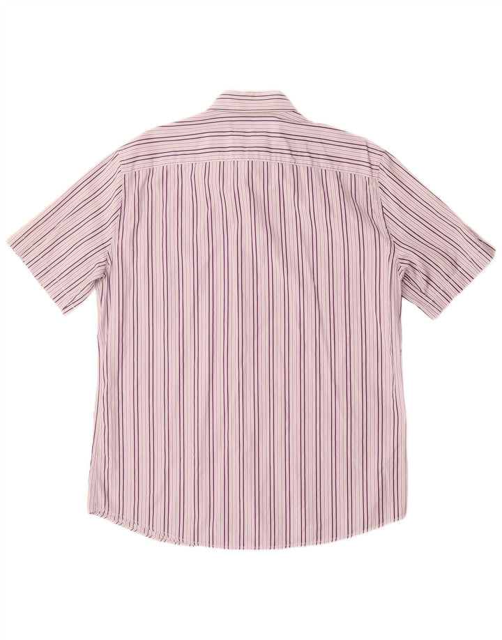 Camisa masculina de manga curta Trussardi tamanho 42 listrado roxo grande