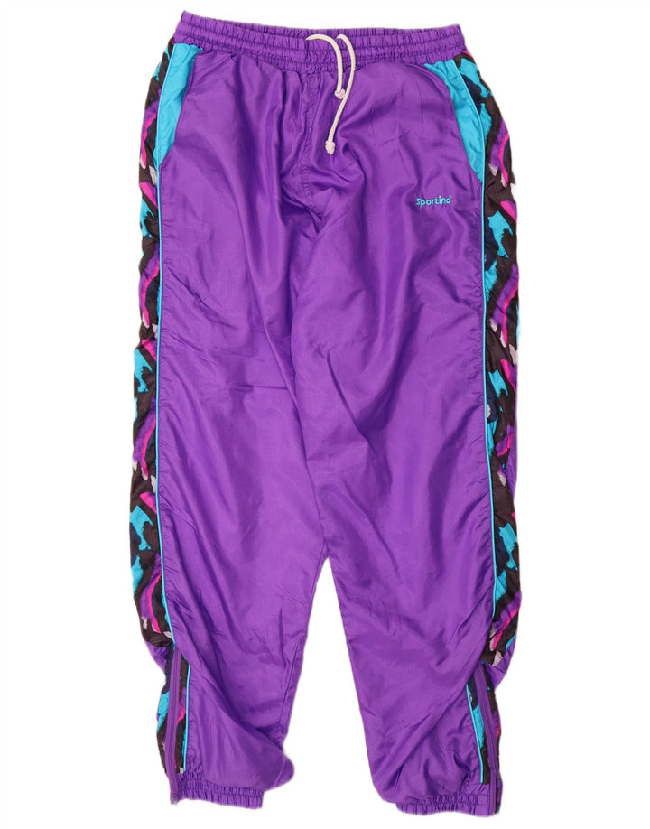 Calça de treino masculina VINTAGE Joggers médio roxo colorblock nylon