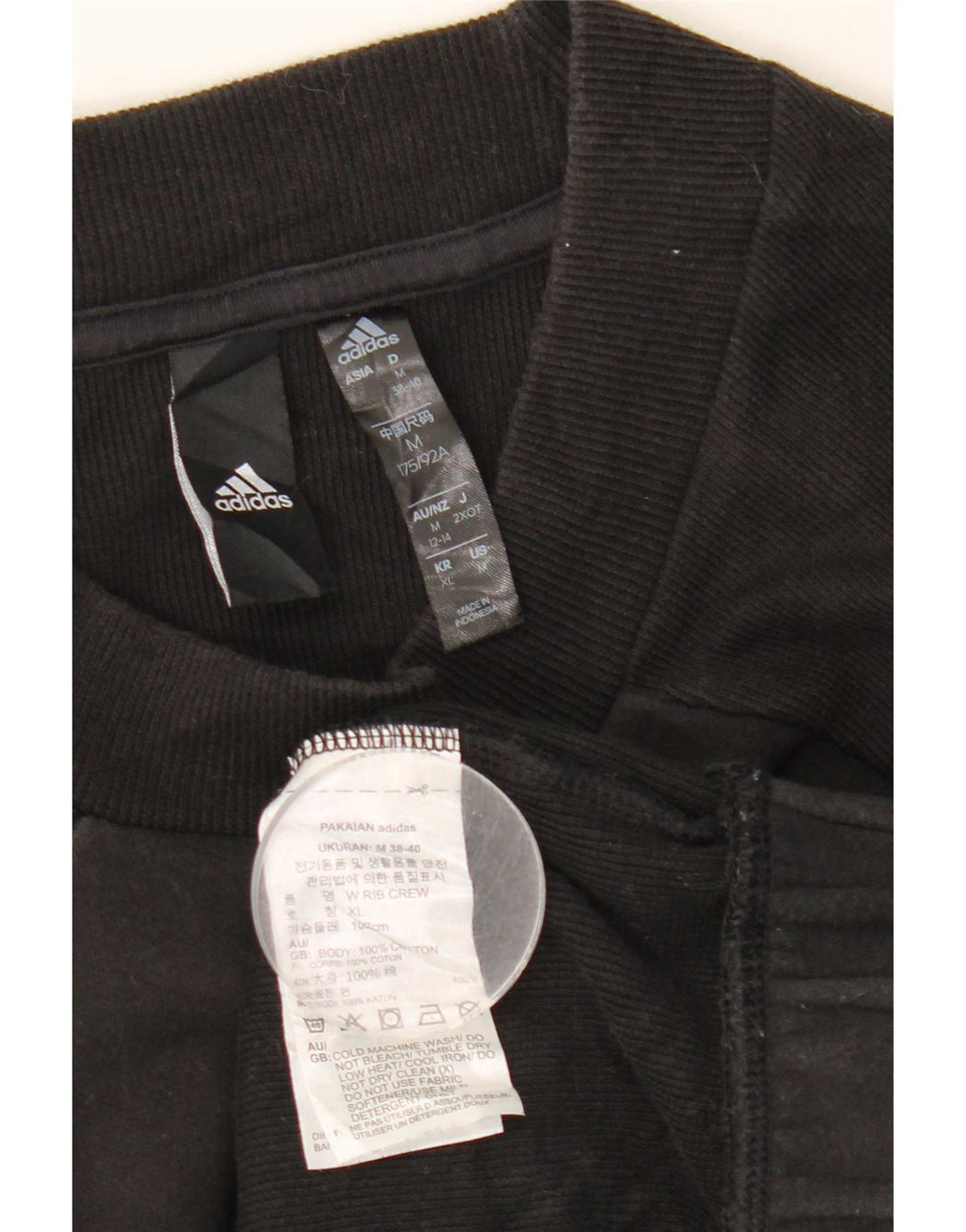 Adidas Womens Crop Sweatshirt Jumper UK 14 Médio Preto Colourblock