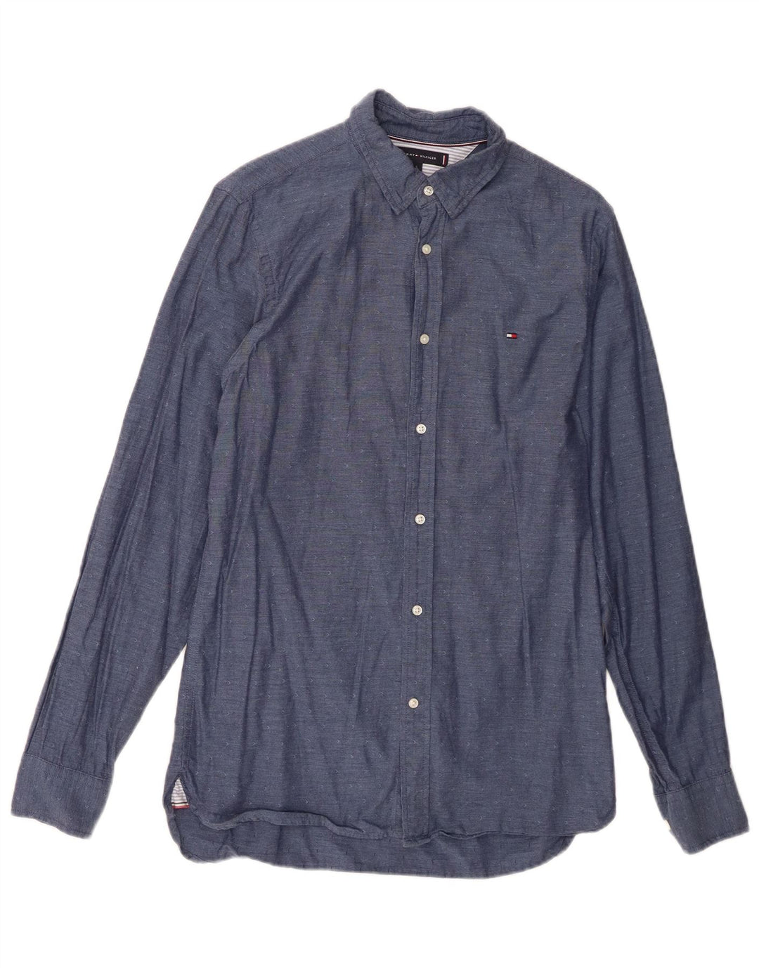 Camisa masculina Tommy Hilfiger pequena algodão azul marinho