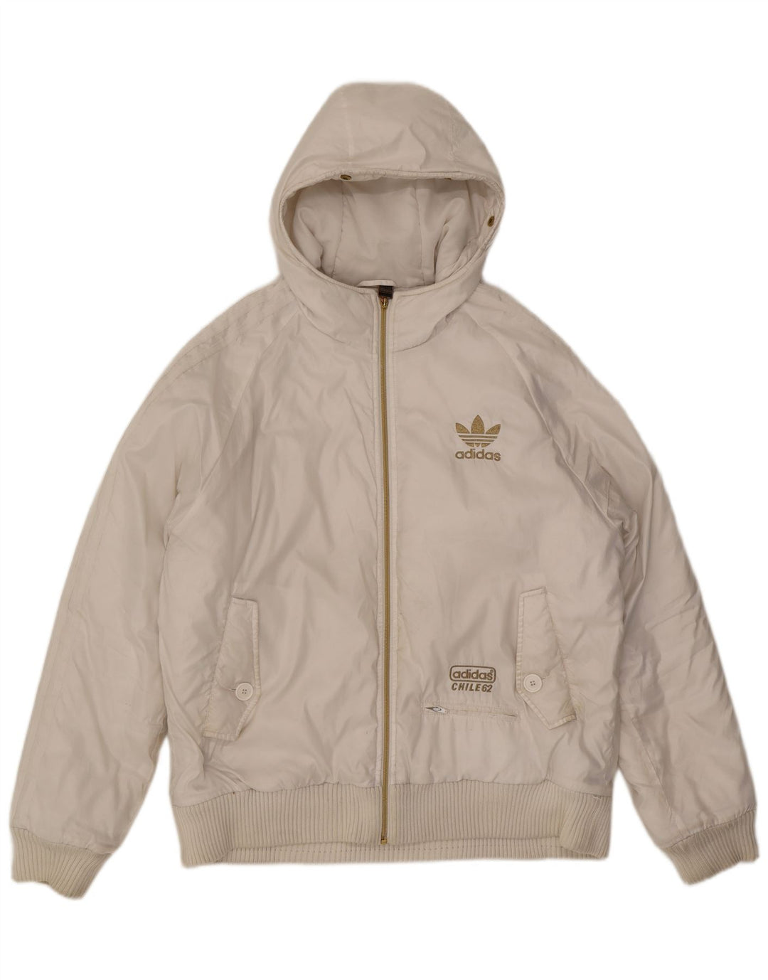 Adidas Mens Hooded Bomber Jacket UK 40 Grande Branco
