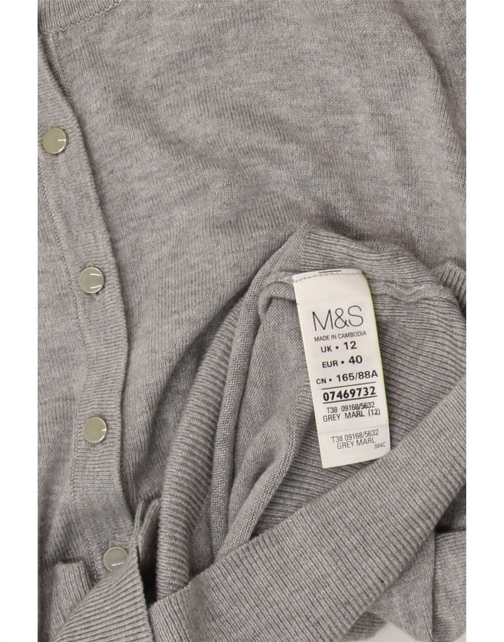 Suéter cardigã feminino Marks & Spencer Reino Unido 12 Viscose cinza médio