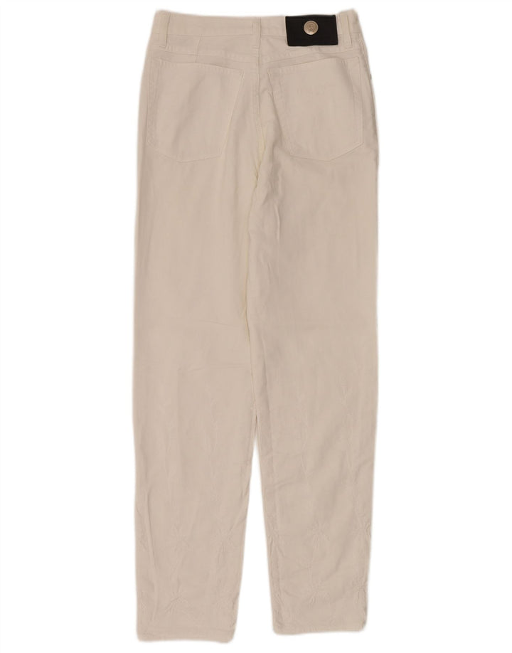 LAURA BIAGIOTTI Calça jeans reta feminina W28 L30 algodão branco