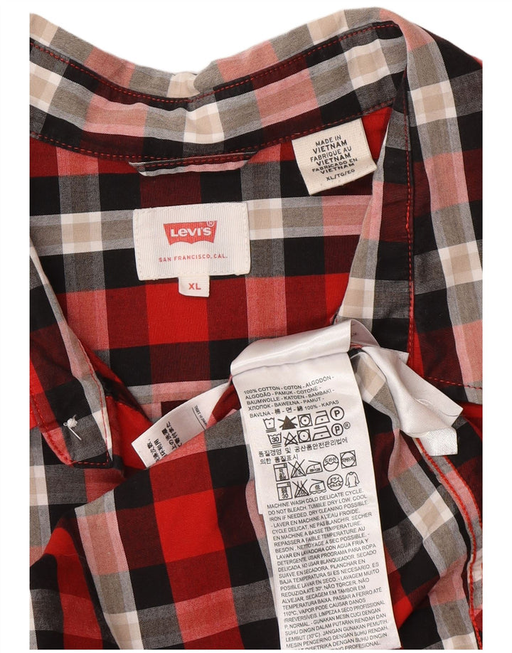 Camisa masculina Levi's XL vermelha xadrez algodão