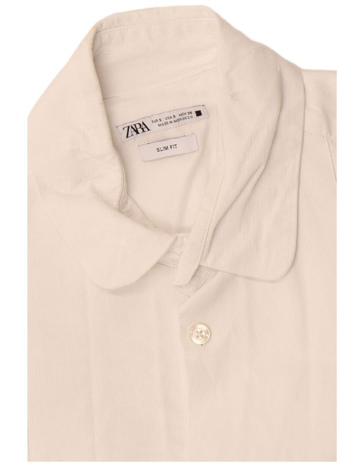 Camisa masculina Zara Slim Fit pequena branca
