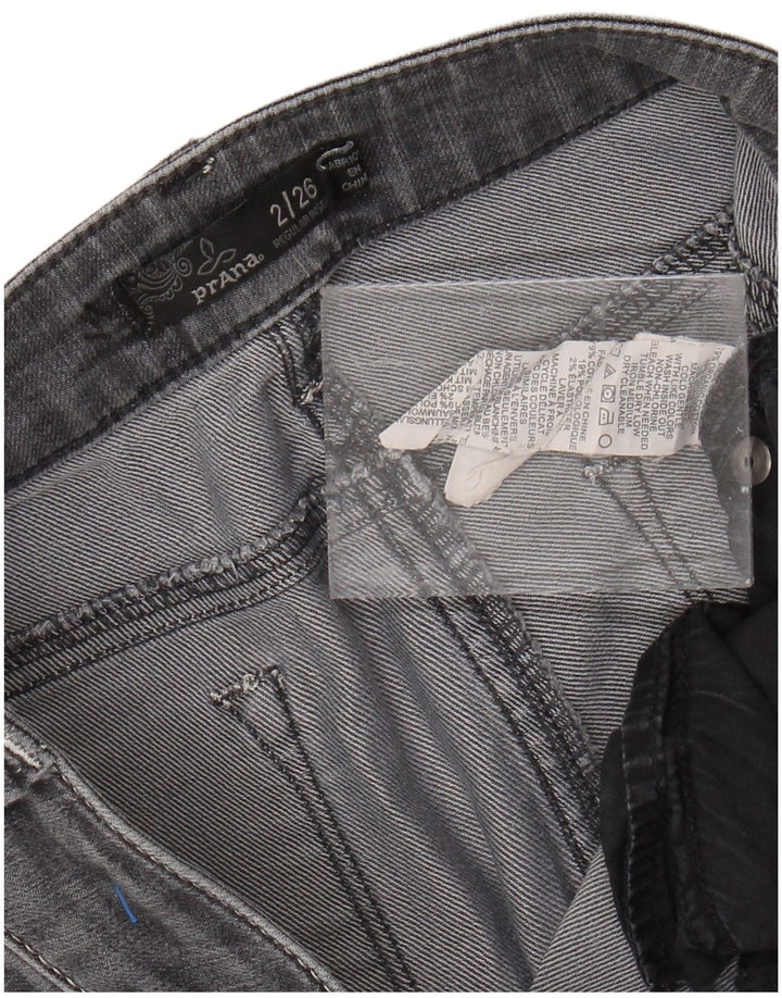 PRANA Jeans skinny feminino de cintura média US 2 XS W26 L31 algodão cinza