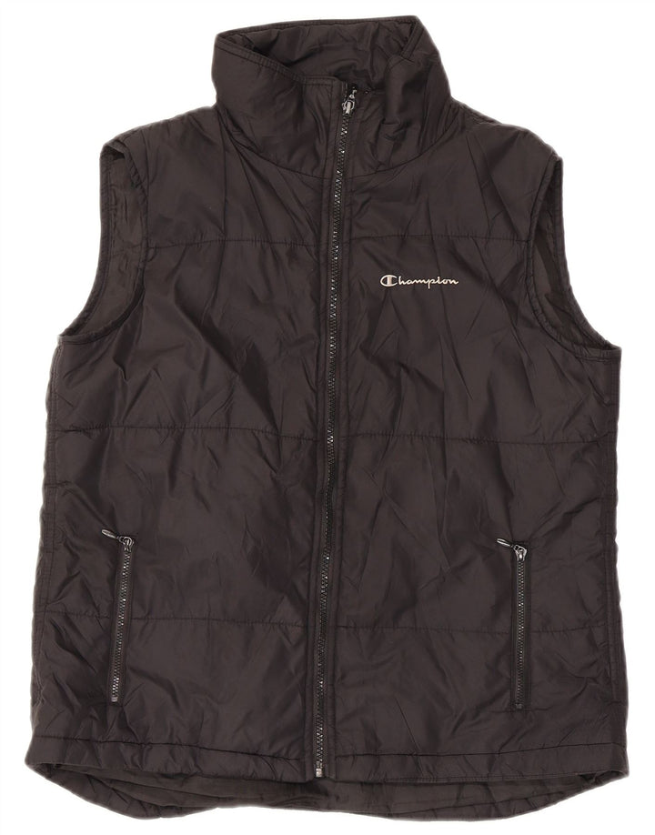 Colete acolchoado feminino Champion UK 14 grande nylon preto