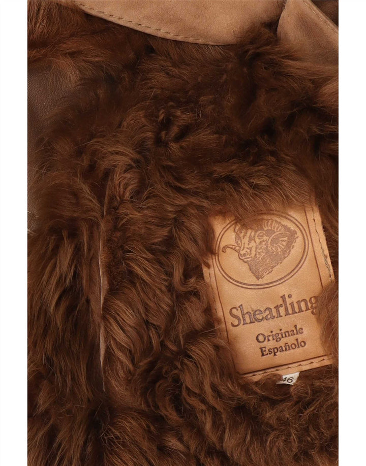 Sobretudo masculino vintage de shearling IT 46 pequeno bege