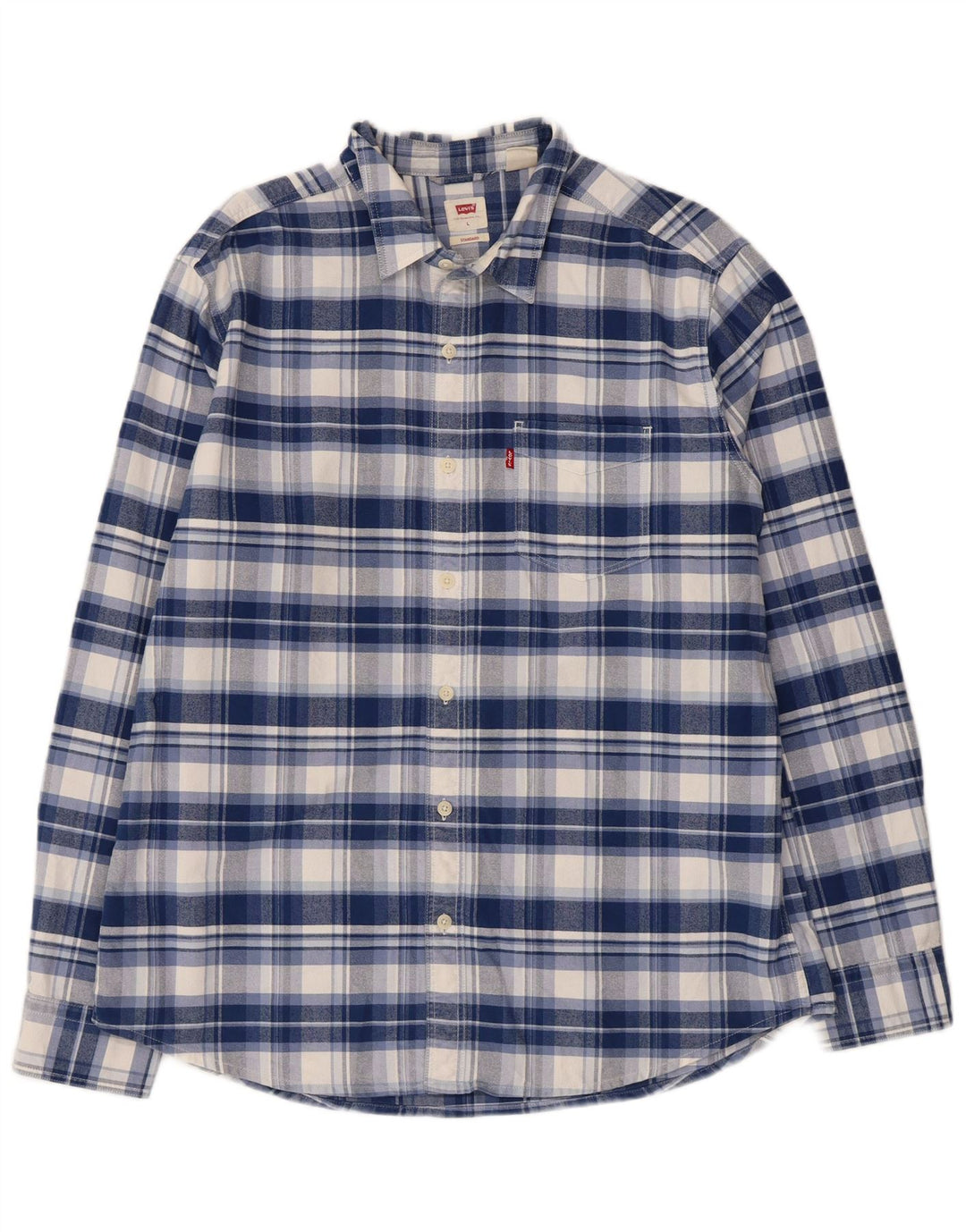 Camisa masculina de flanela de ajuste padrão LEVI'S grande algodão xadrez azul