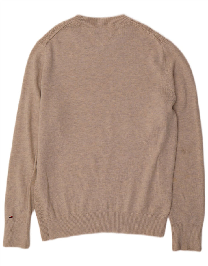 Tommy Hilfiger Suéter masculino com gola redonda grande bege