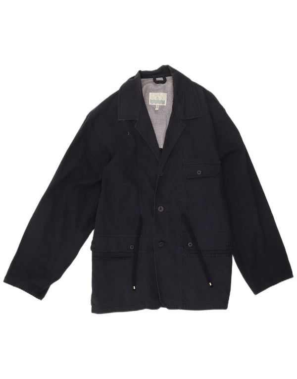 Casaco corta-vento vintage para meninos 14-15 anos algodão azul marinho