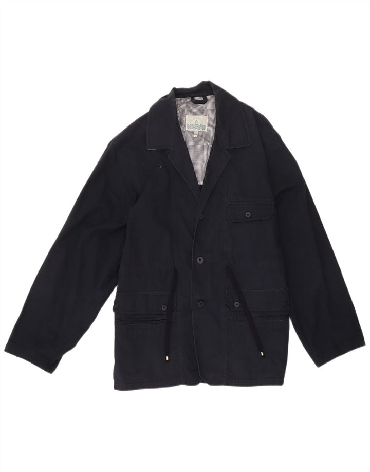 Casaco corta-vento vintage para meninos 14-15 anos algodão azul marinho