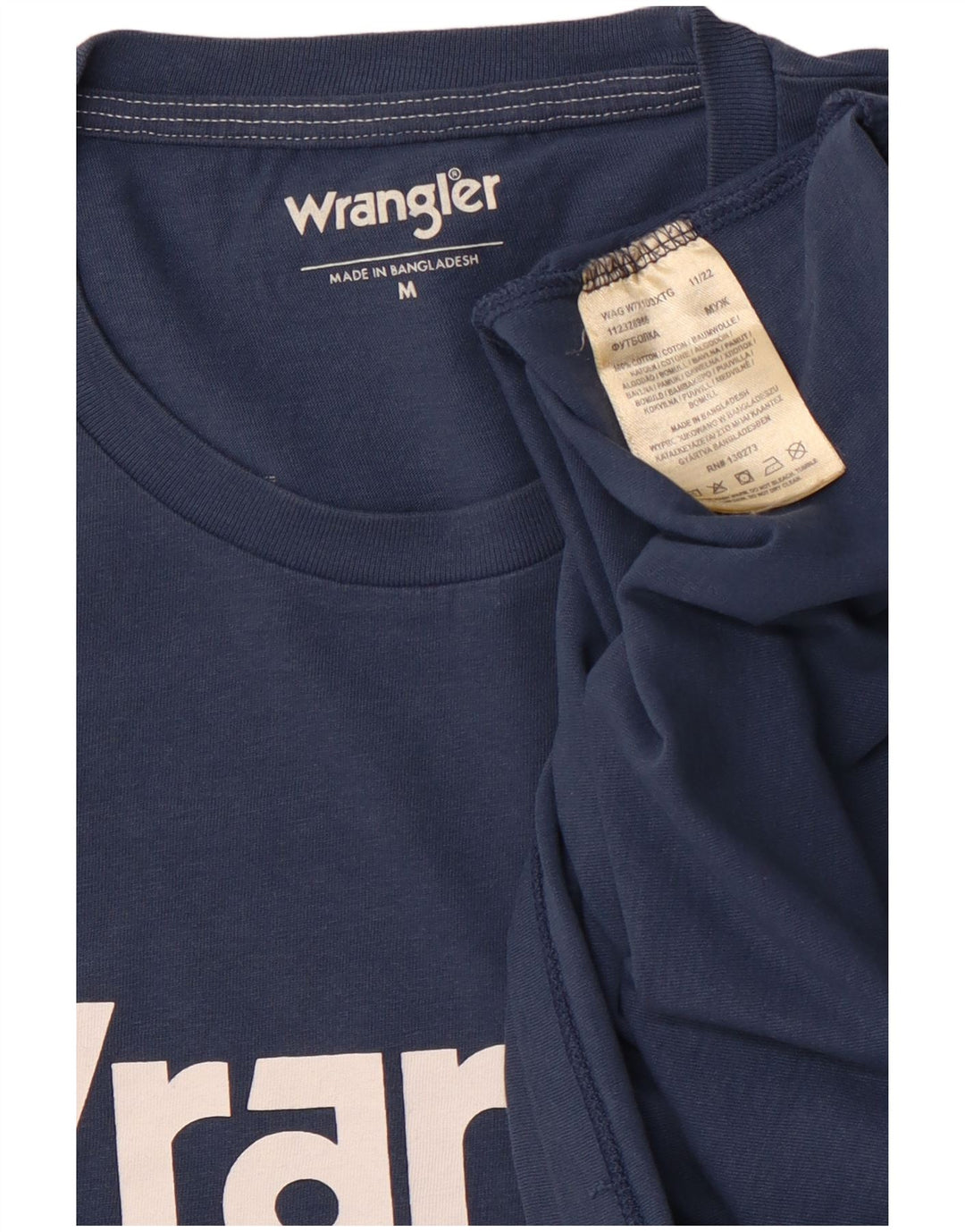 Camiseta gráfica masculina WRANGLER Top médio algodão azul marinho