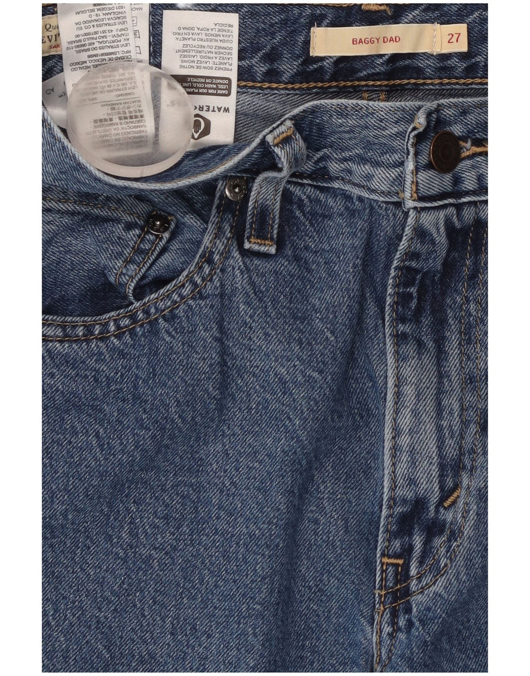 Jeans feminino Levi'S Baggy Dad Wide Leg W27 L30 algodão azul
