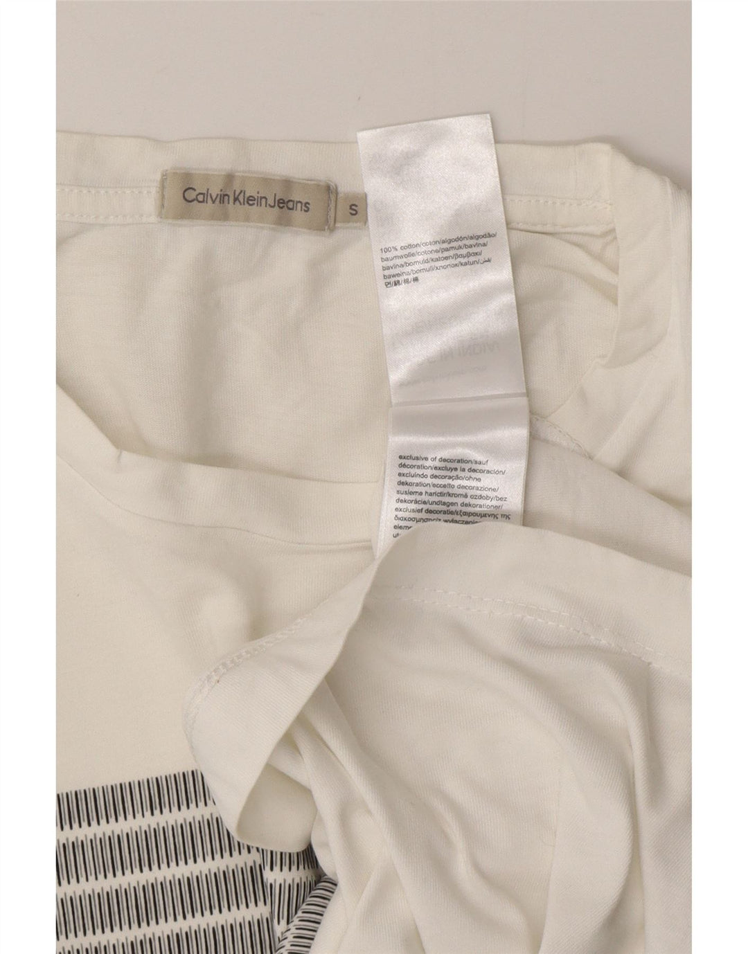 Camiseta masculina CALVIN KLEIN JEANS com estampa gráfica pequena de algodão branco