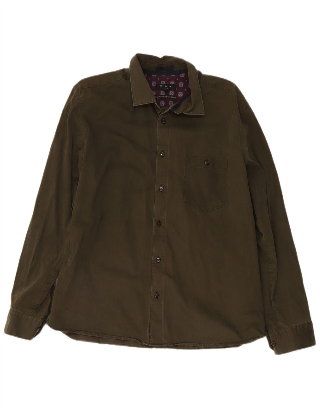 Camisa masculina Ted Baker tamanho 5 XL algodão cáqui