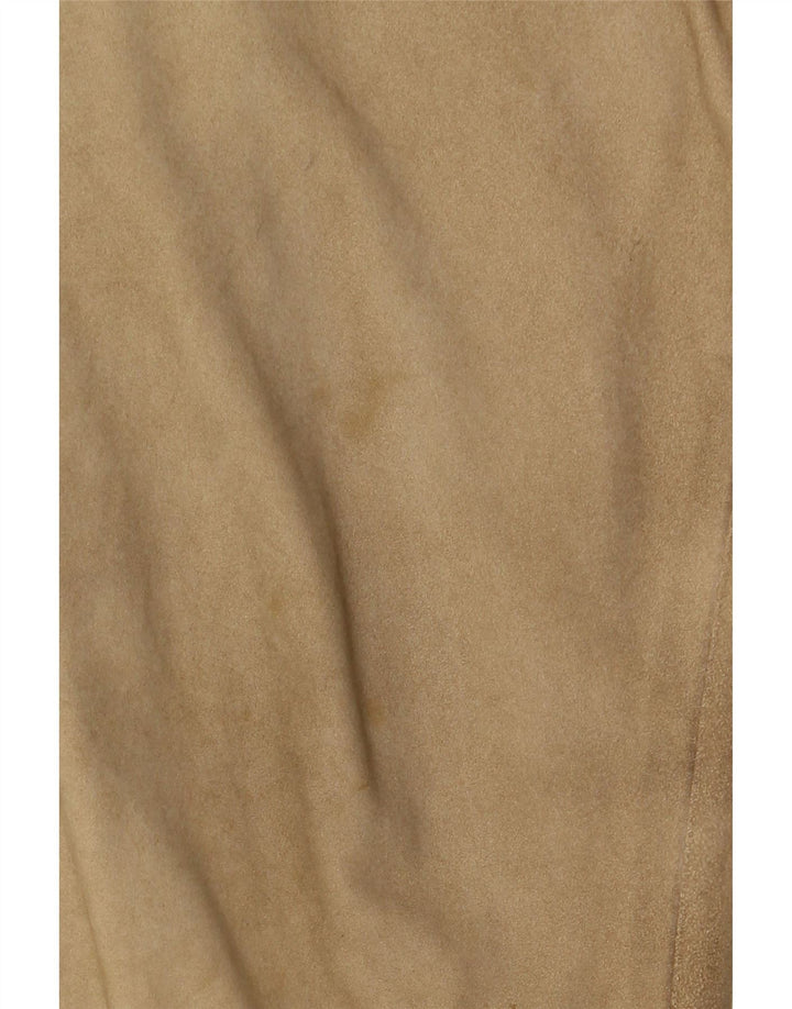 Jaqueta bomber masculina vintage de camurça UK 38 bege médio