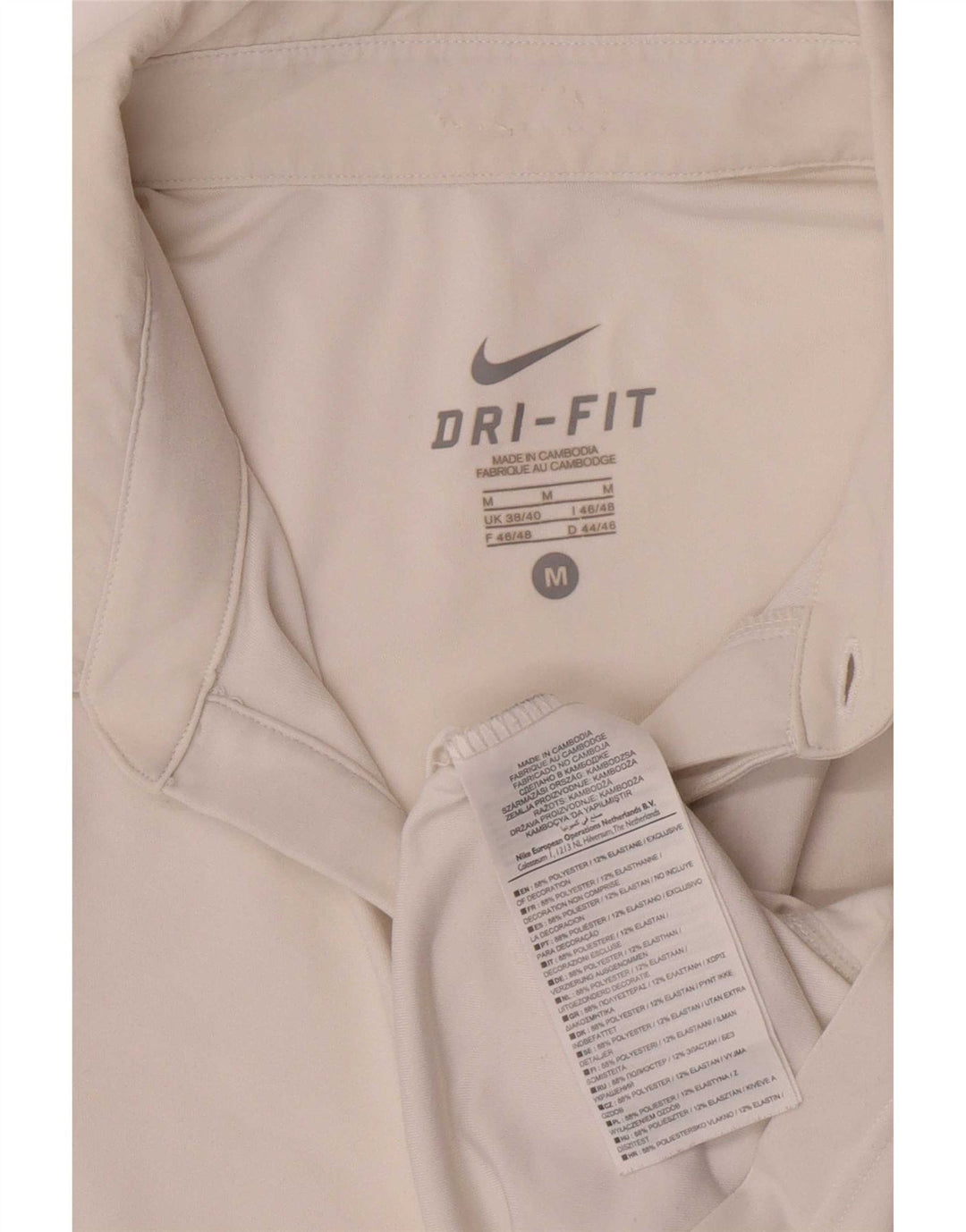 Camisa polo masculina Nike Dri Fit UK 38/40 médio branco colorblock poliéster