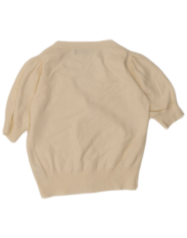 Bolero feminino de manga curta Marks & Spencer UK 10 pequeno off white