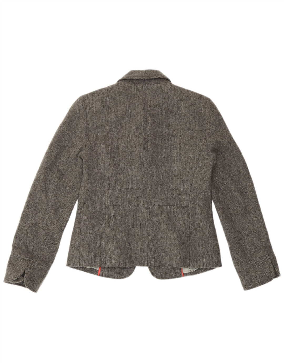 Jaqueta blazer feminina J. Crew com 1 botão US 4 pequena lã espinha de peixe cinza