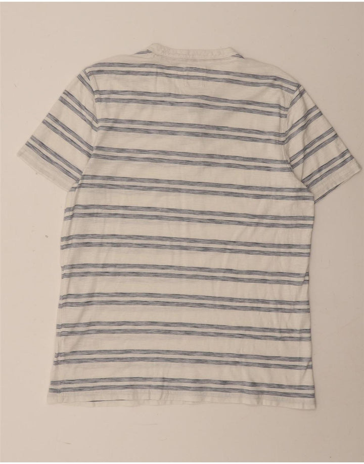 Camiseta masculina Fat Face Top grande algodão listrado branco