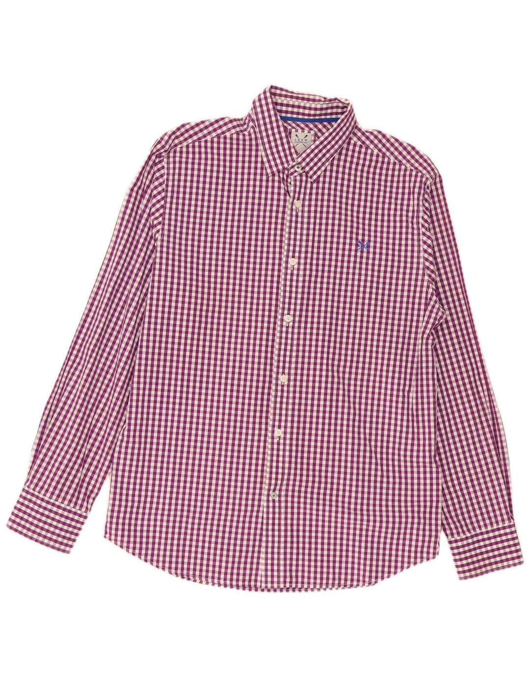 Camisa masculina Crew Clothing grande algodão guingão roxo