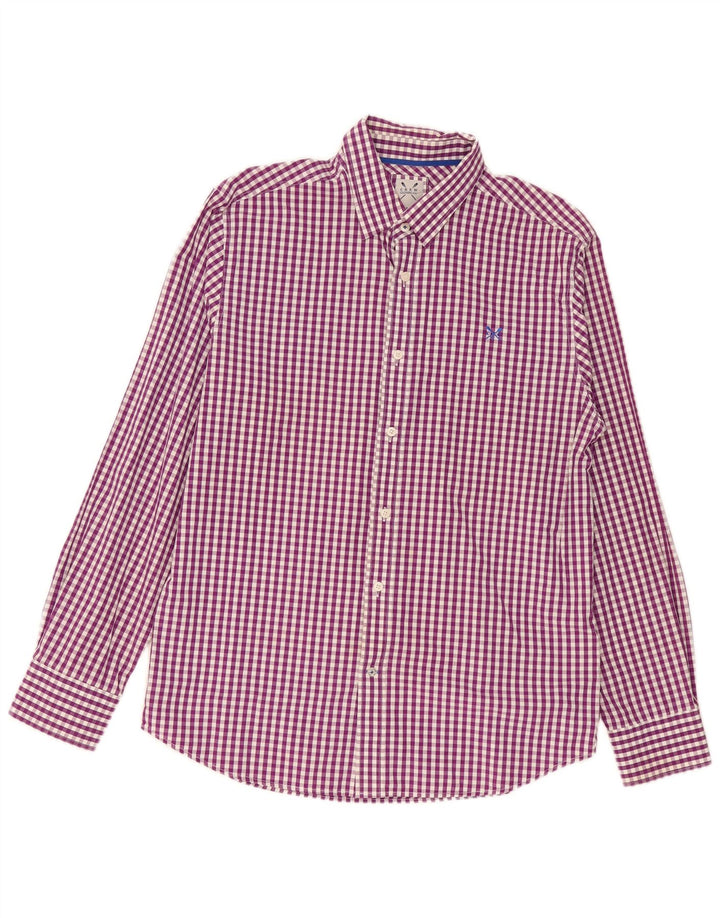 Camisa masculina Crew Clothing grande algodão guingão roxo