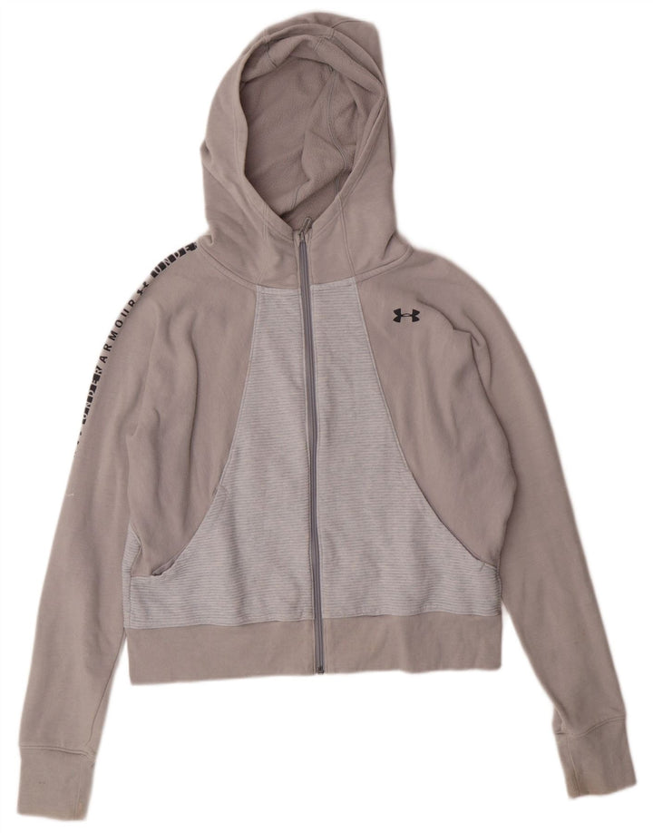 Suéter feminino com capuz e zíper UNDER ARMOUR UK 16 grande cinza