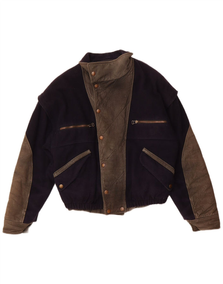 Jaqueta bomber feminina VITTORIO FORTI IT 46 grande viscose azul marinho