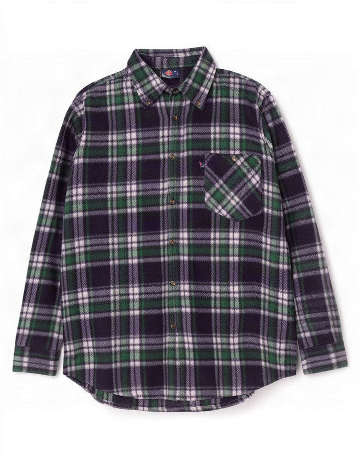 Camisa masculina vintage de lã XL poliéster xadrez azul marinho