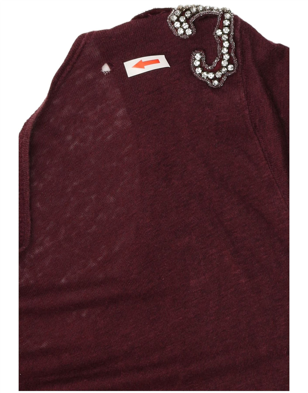 Camiseta feminina Zara Top UK 14 Médio Borgonha