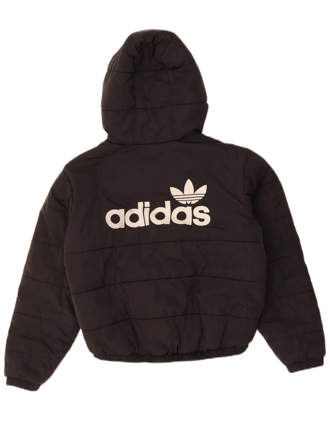 Adidas Womens Oversized Graphic Hooded Jacket UK 10 Pequeno Preto