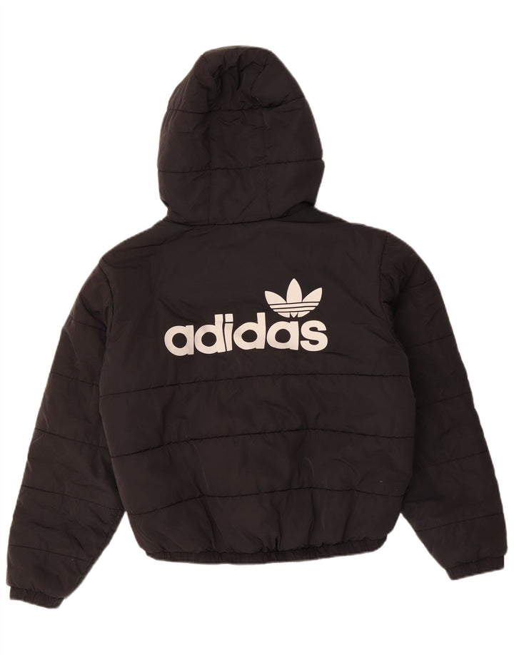 Adidas Womens Oversized Graphic Hooded Jacket UK 10 Pequeno Preto