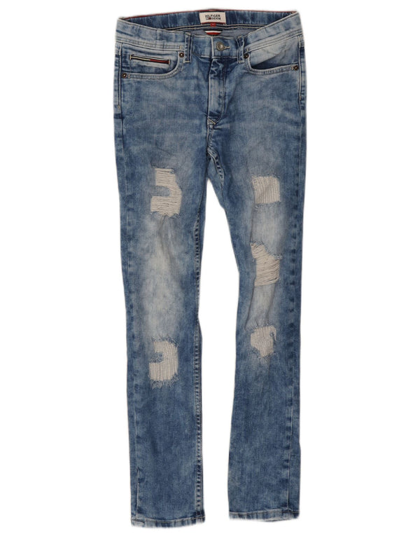 Tommy Hilfiger Meninas Jeans Slim Distressed 11-12 Anos W26 L28 Azul Algodão