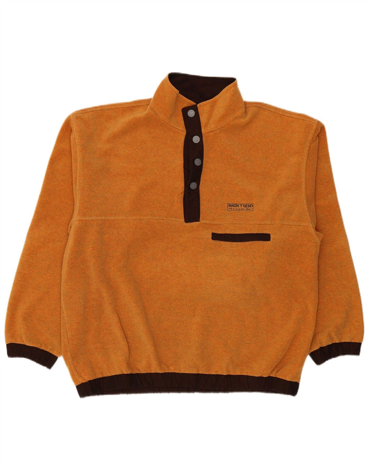 Jumper XL de lã com pescoço de botão masculino vintage poliéster laranja