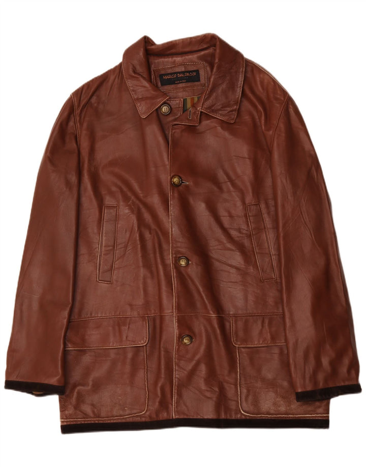 Casaco de couro masculino Marco Baldassari Reino Unido 42 XL marrom