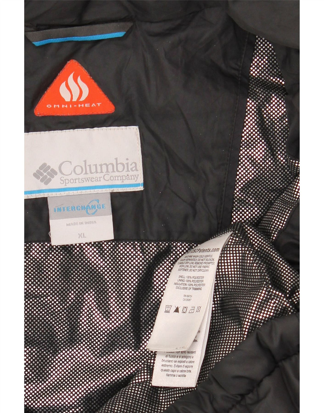 Jaqueta acolchoada masculina COLUMBIA UK 42 XL poliéster preto