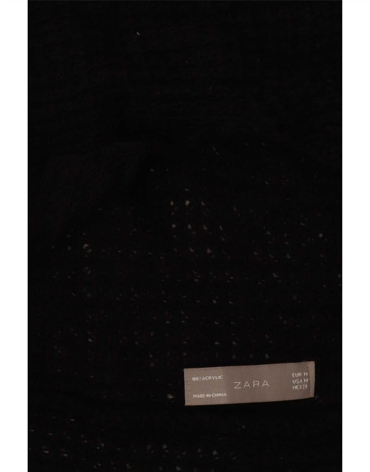 Zara Suéter Cardigan Aberto Feminino Reino Unido 12 Médio Preto