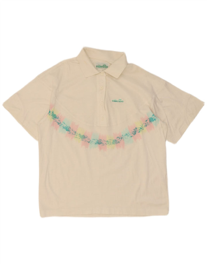 Camisa polo feminina Ellesse IT 44 algodão floral branco médio