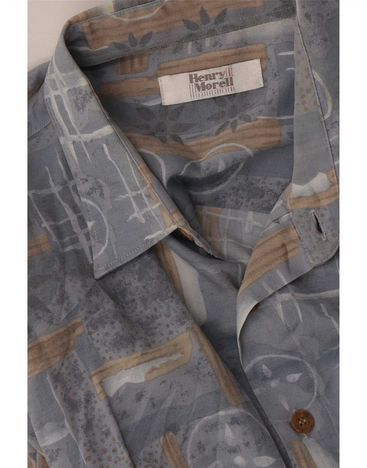 Camisa masculina de manga curta Henry Morell XL cinza geométrica