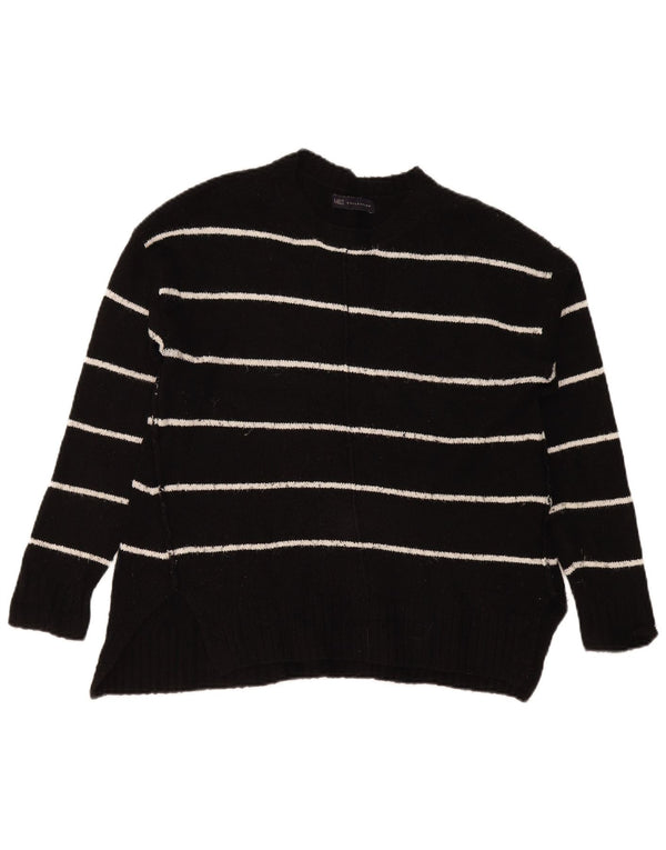 Suéter feminino Marks & Spencer com gola canoa Reino Unido 14 listrado preto médio