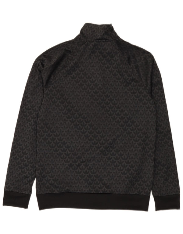 Adidas Boys Graphic Tracksuit Top Jacket 12-13 Years Black Polyester
