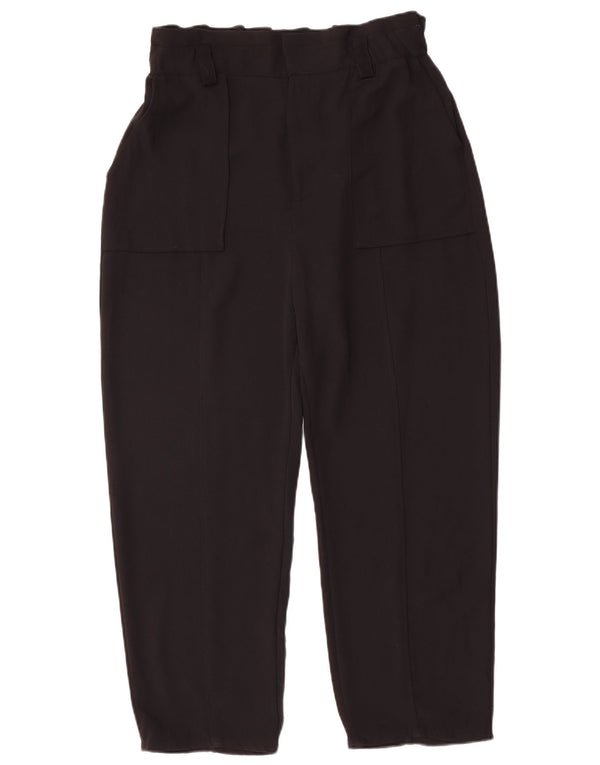 Zara Calça feminina casual de cintura alta cônica UE 38 pequena W28 L25 preta