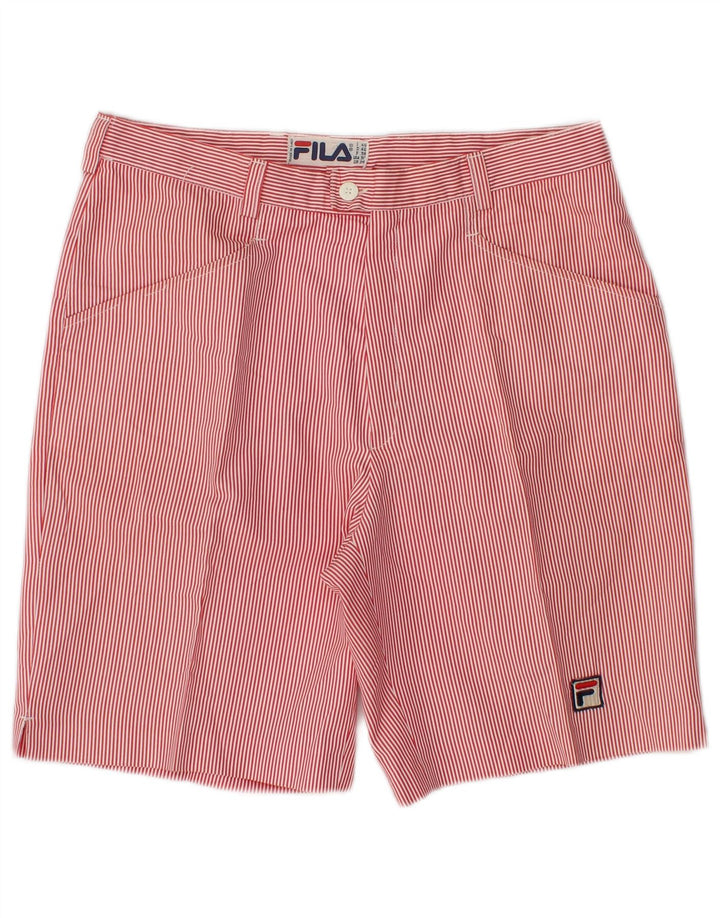 FILA Mens Casual Shorts W28 Pequeno Poliéster Listrado Vermelho