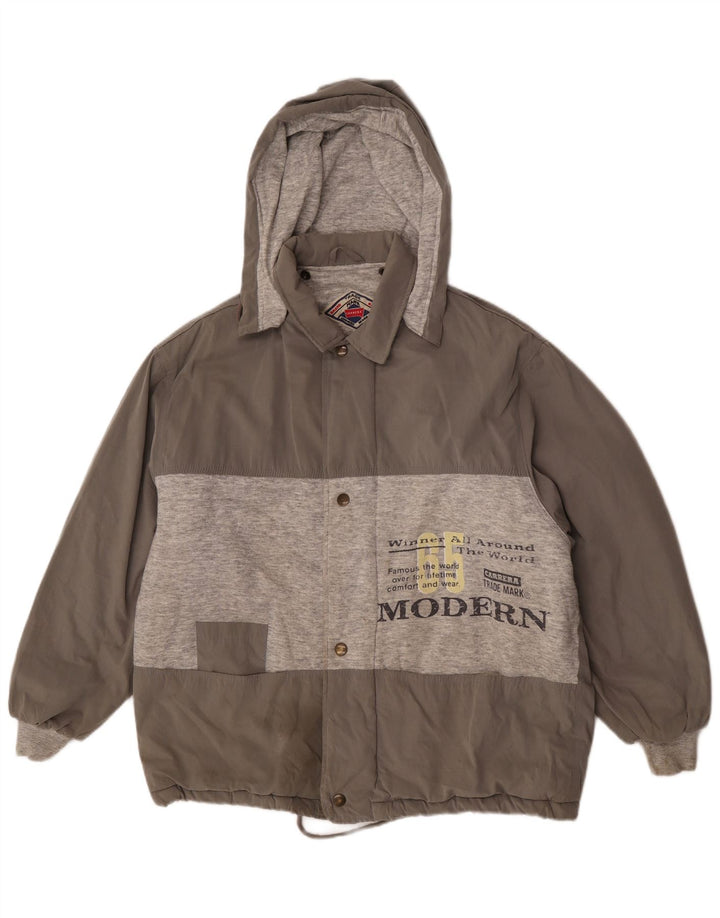Carrera Mens Graphic Hooded Bomber Jacket UK 38 Medium Grey Colourblock