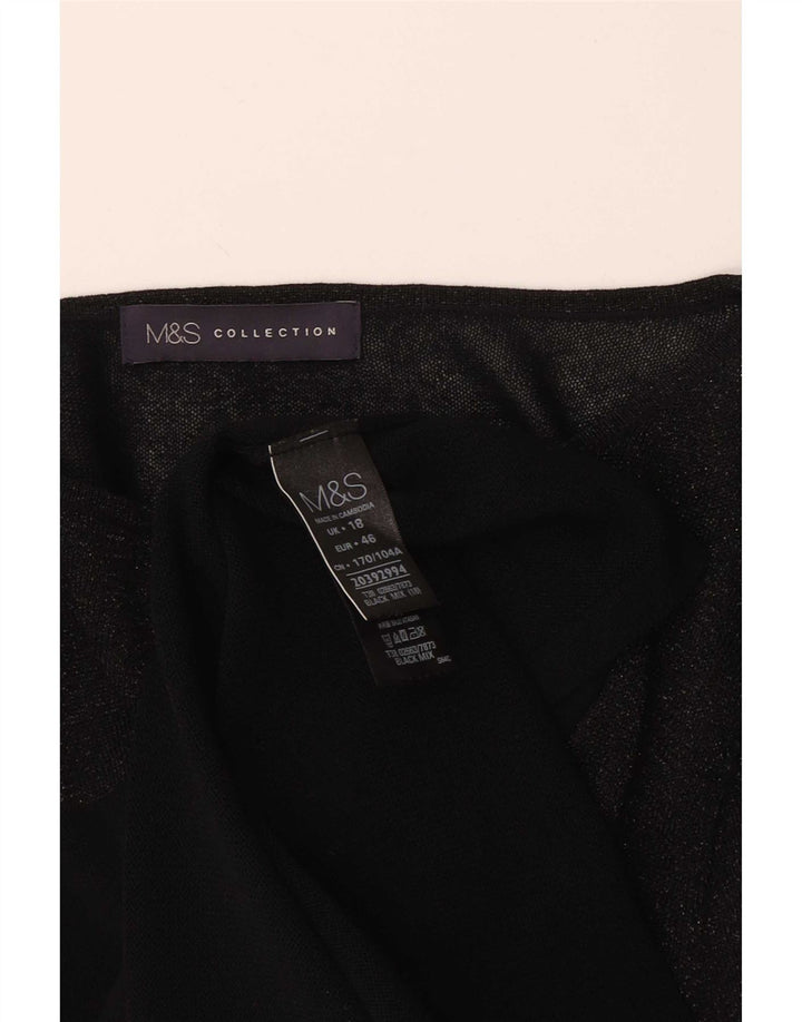 Blusa Feminina Marks & Spencer Manga Longa Reino Unido 18 XL Viscose Preta
