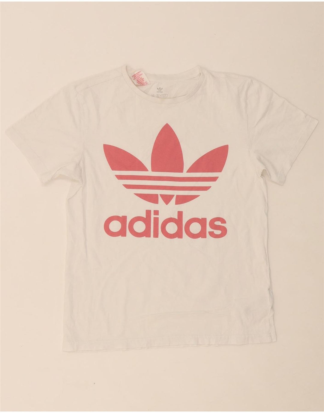 ADIDAS Girls Graphic T-Shirt Top 14-15 Years White Cotton Vintage Adidas and Second-Hand Adidas from Messina Hembry 