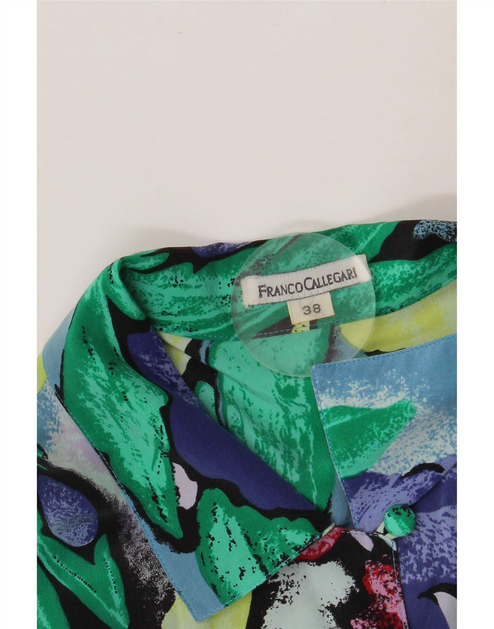 Blusa feminina de manga curta FRANCO CALLEGARI UE 38 azul médio floral