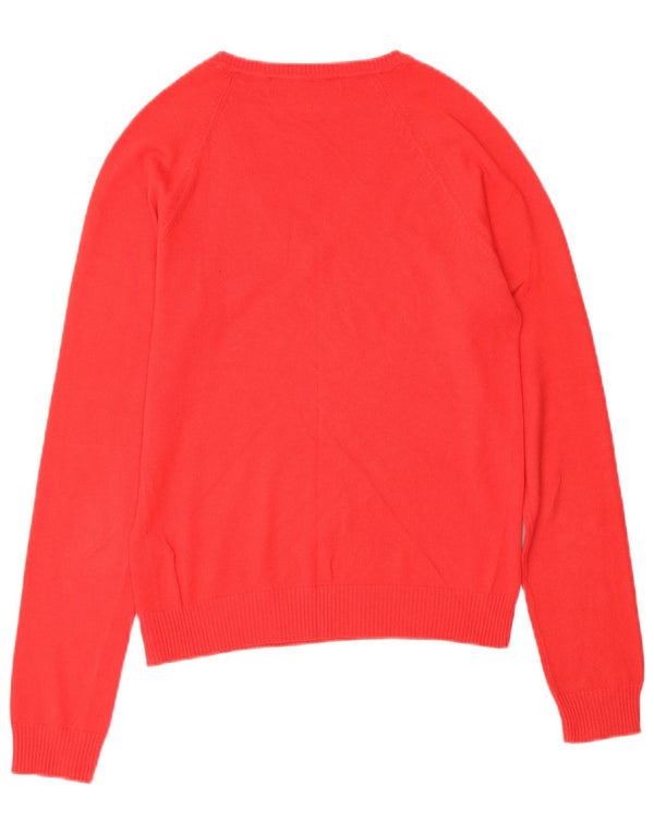 Suéter feminino Zara com decote em V Reino Unido 10 pequeno algodão vermelho