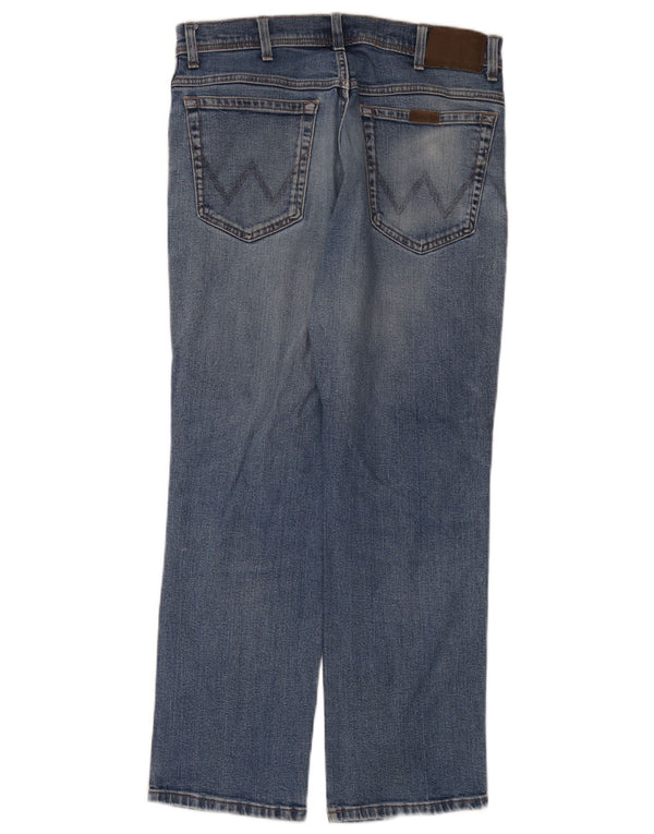 Wrangler Mens Straight Jeans W34 L30 Azul Algodão